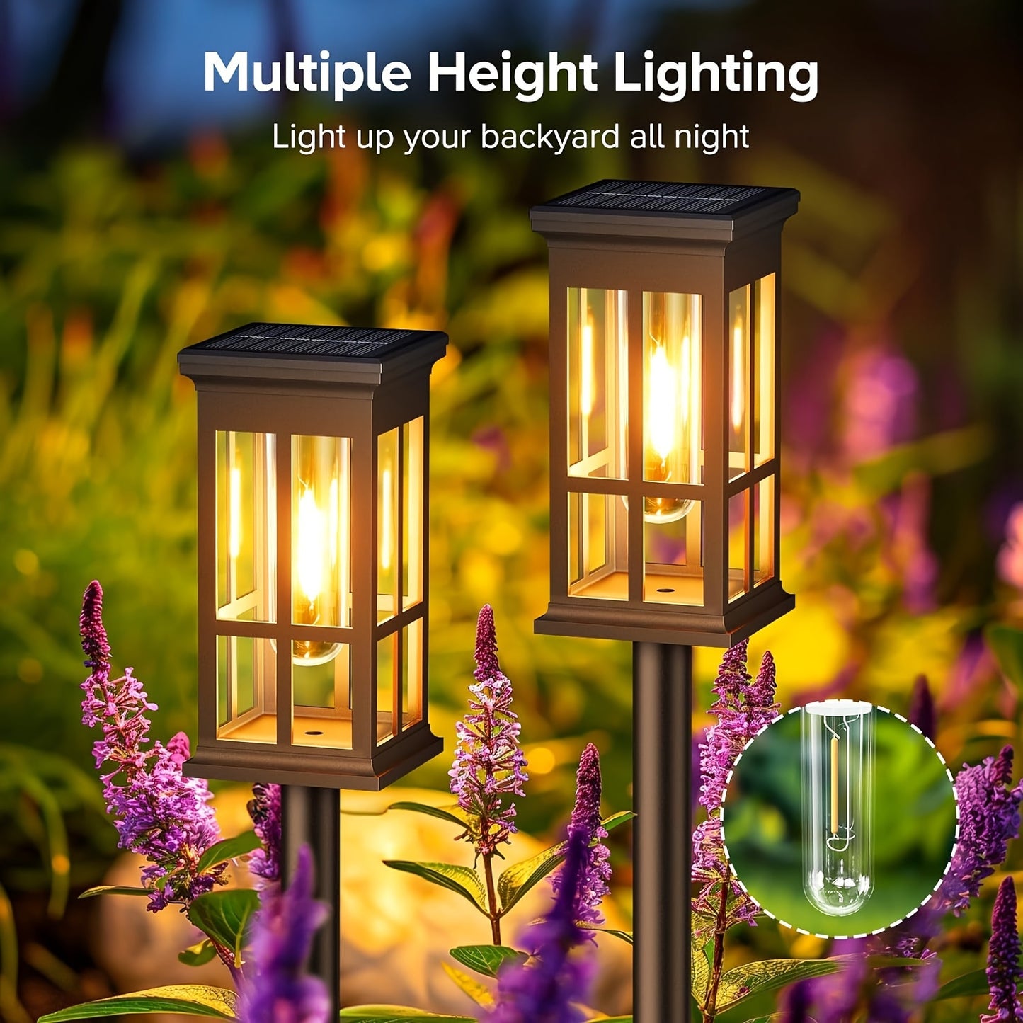 Upgraded Super Bright 2X Bigger Solar Lights Outdoor 8 Pack Double Layer IPX5 Waterproof Solar Garden Lights Auto On Off For Outside Yard Walkway Driveway