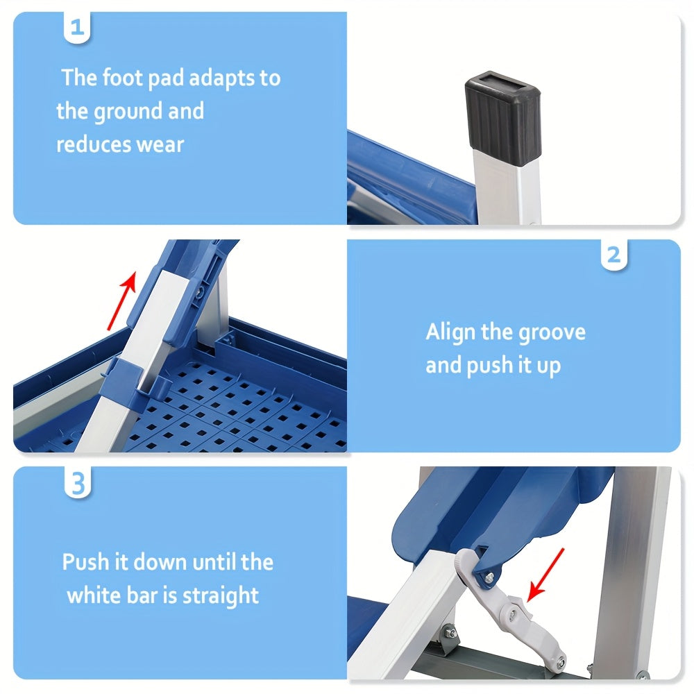 Blue Plastic Silvery Aluminum Alloy Camping Integrated Table And Chair 53.35 x 32.68 x 25.79 Inch 110.23 LB