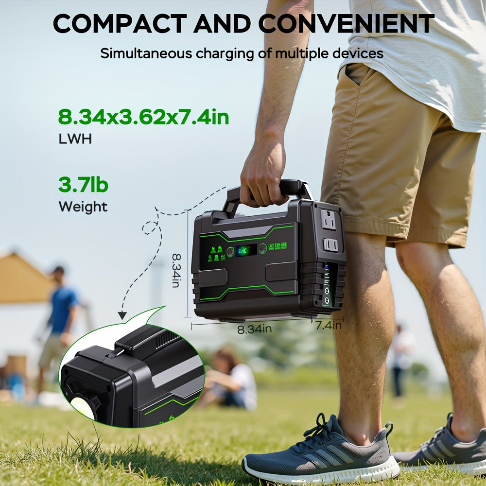 Portable Power Station 200W 300W Peak Camping Solar Generator 155Wh 167Wh 296Wh Power Bank with 30W 60W Solar Panel and AC Outlet 110V Multi Output LED Flashlights for CPAP Home Camping Hurricane Emergency