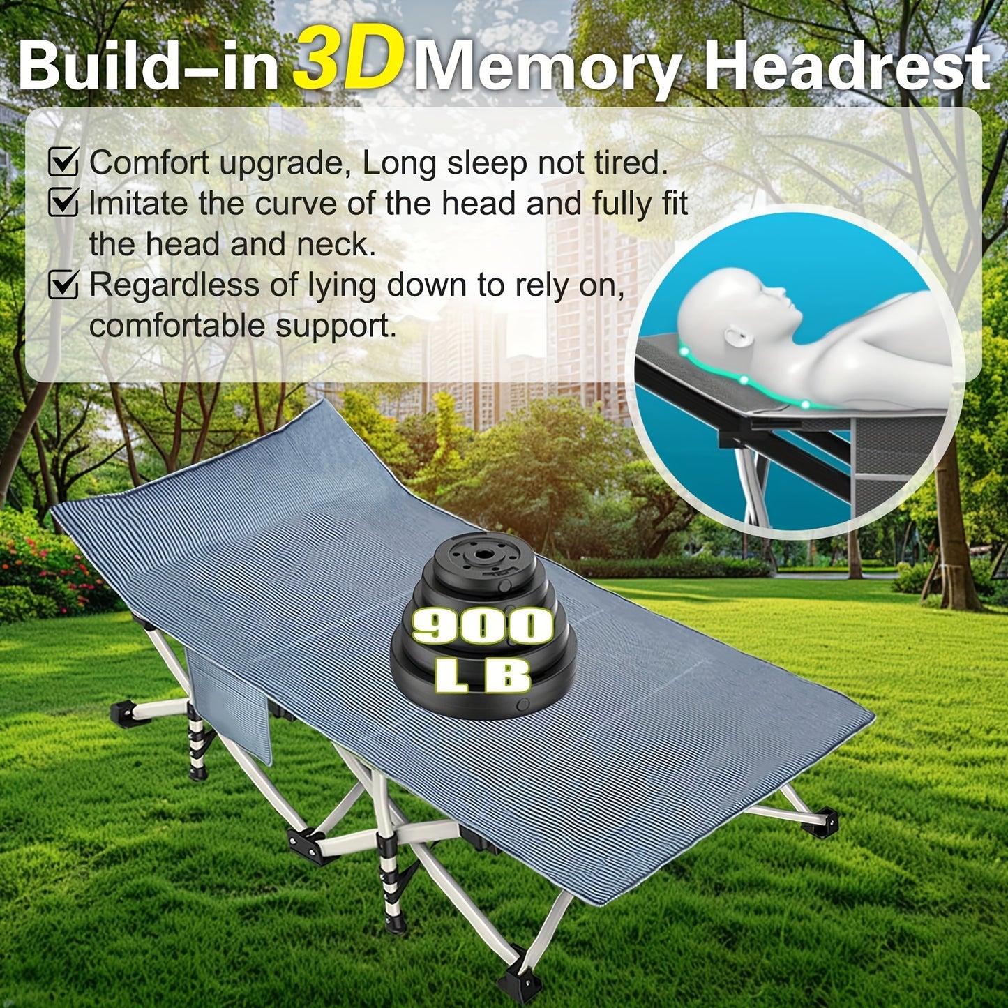 Oversize XXL Folding Camping Cot Extra Wide Heavy Duty Guest Bed with Mattress Max Load 700 Pounds Portable Bed for Adults Kids Travel Outdoor Beach Garden Fishing Vacation 79 Inches Long 32 Inches Wide 18 Inches High