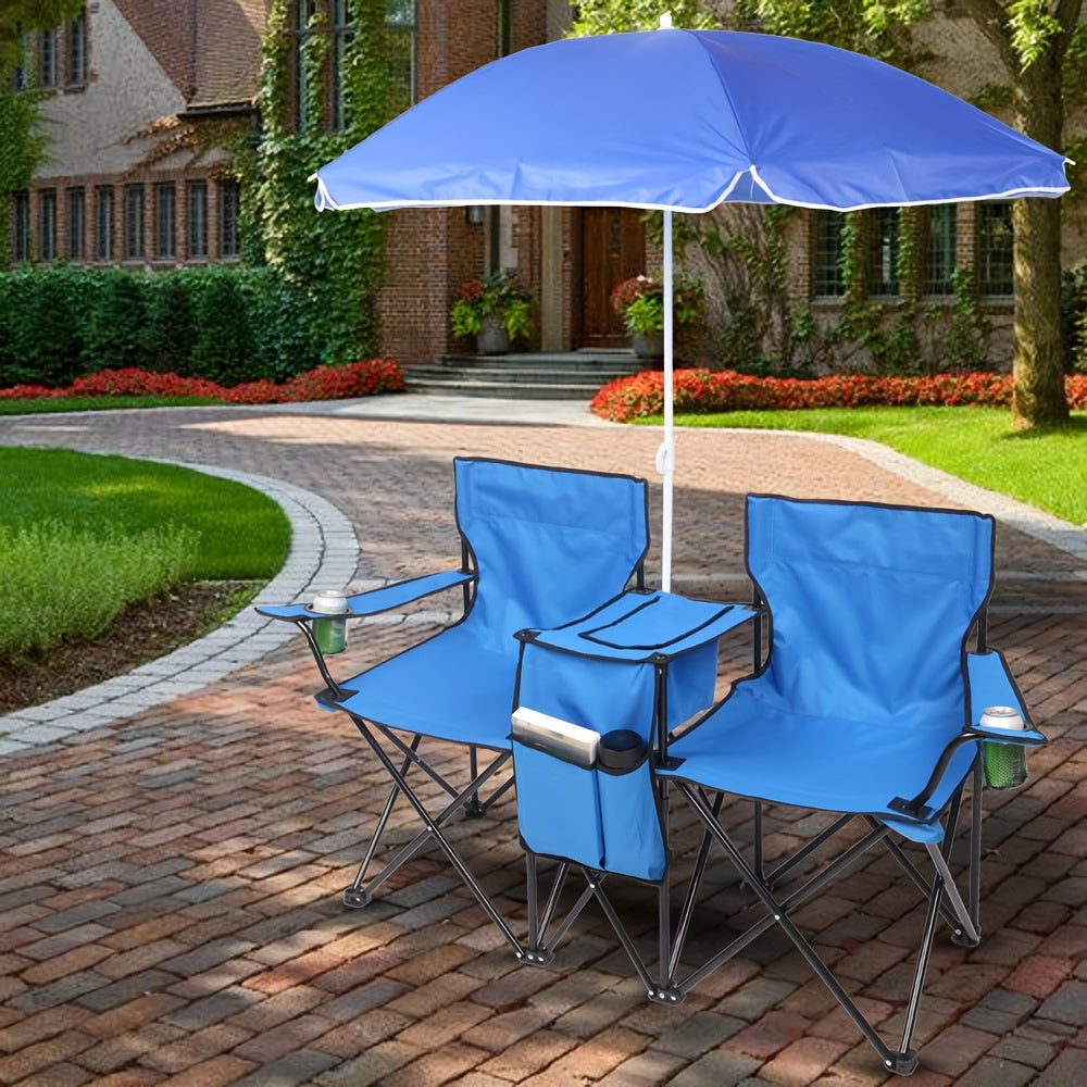 Folding Fishing Chair with Built In Umbrella Durable Oxford Fabric 18739LB Capacity Red Gray Coconut Tree Design Black Pineapple Pattern Ideal for Outdoor Patio Beach and Fishing Includes Carrying Bag