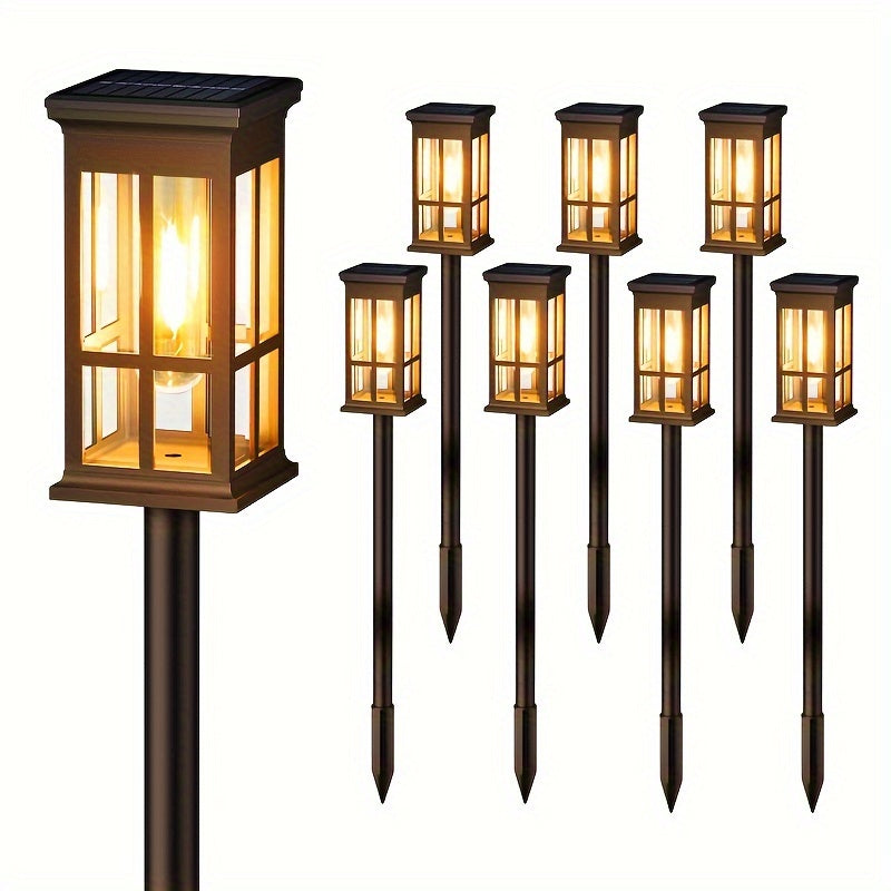 Upgraded Super Bright 2X Bigger Solar Lights Outdoor 8 Pack Double Layer IPX5 Waterproof Solar Garden Lights Auto On Off For Outside Yard Walkway Driveway