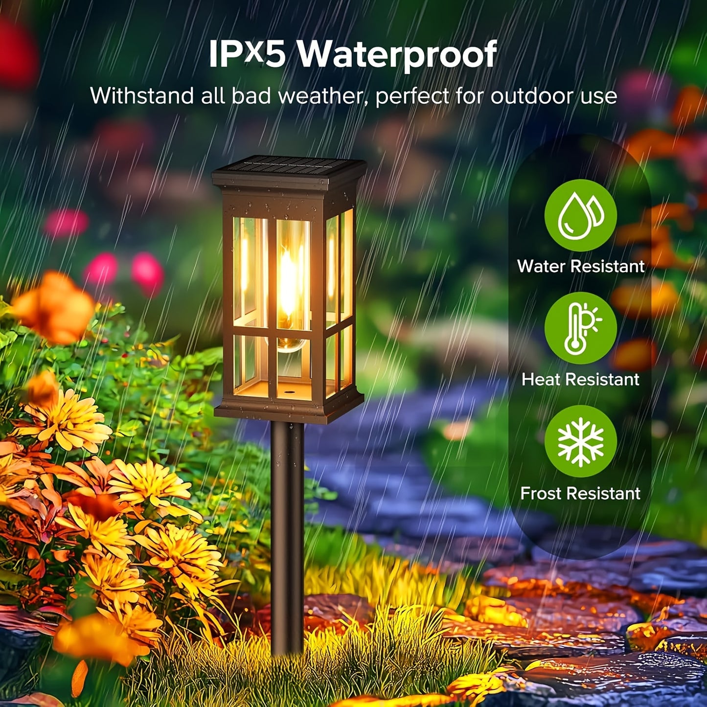 Upgraded Super Bright 2X Bigger Solar Lights Outdoor 8 Pack Double Layer IPX5 Waterproof Solar Garden Lights Auto On Off For Outside Yard Walkway Driveway