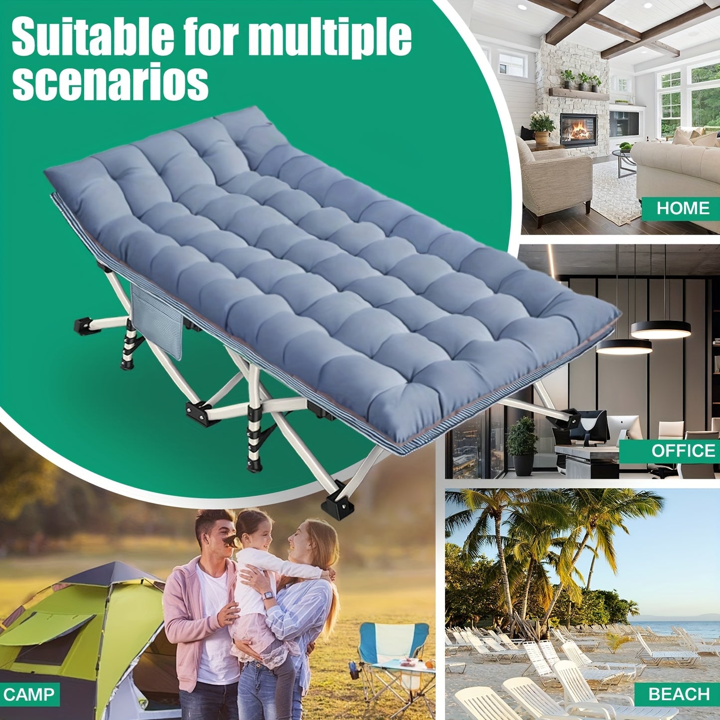 Oversize XXL Folding Camping Cot Extra Wide Heavy Duty Guest Bed with Mattress Max Load 700 Pounds Portable Bed for Adults Kids Travel Outdoor Beach Garden Fishing Vacation 79 Inches Long 32 Inches Wide 18 Inches High