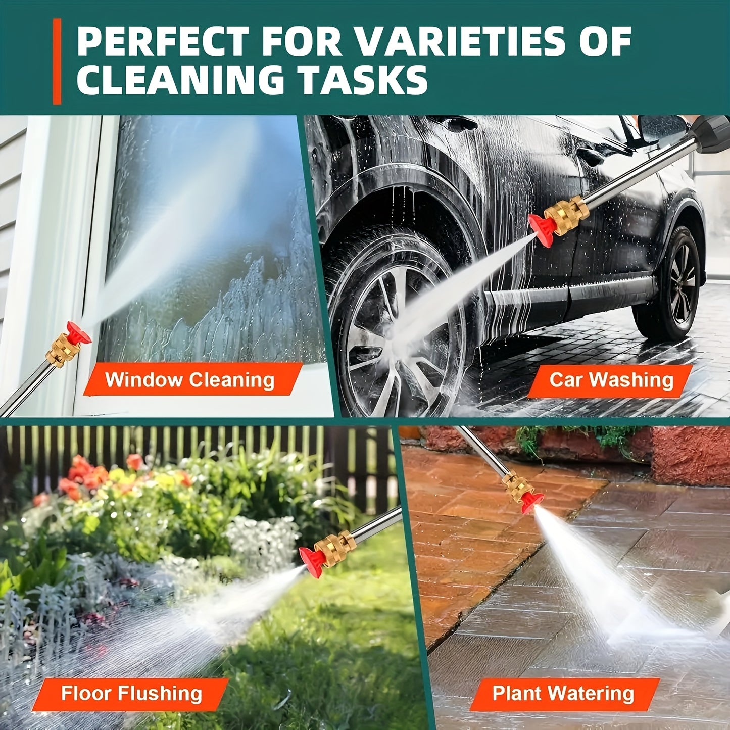 Portable Cordless Handheld High Pressure Car Wash Gun with Rechargeable Batteries and Stainless Steel Nozzle for Car Detailing Floor Cleaning Fencing Plants and More