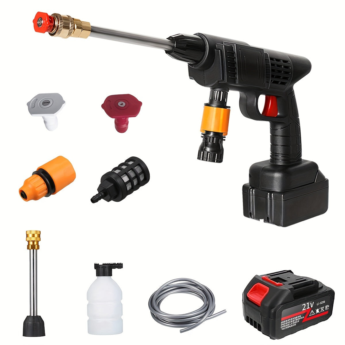 Portable Cordless Handheld High Pressure Car Wash Gun with Rechargeable Batteries and Stainless Steel Nozzle for Car Detailing Floor Cleaning Fencing Plants and More