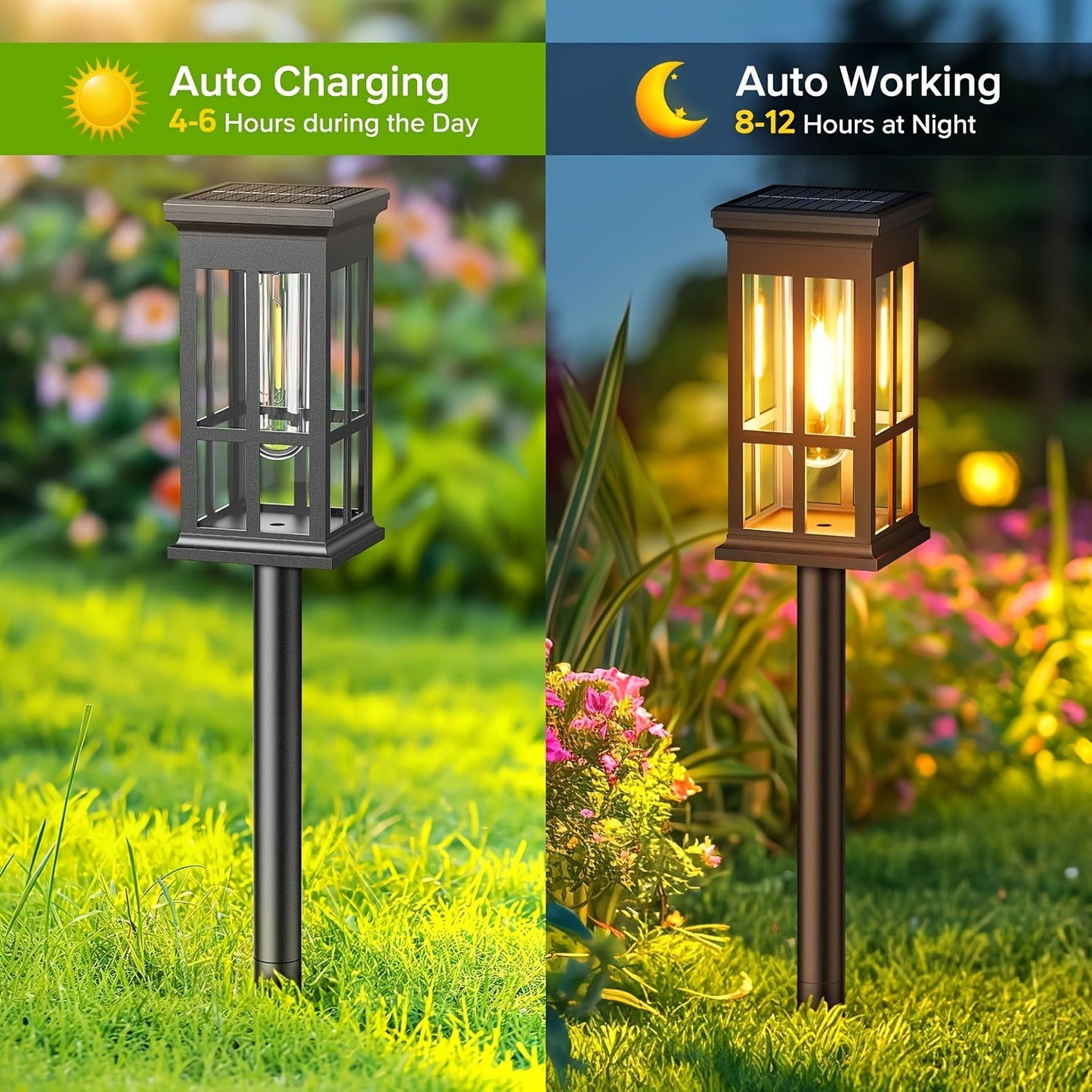 Upgraded Super Bright 2X Bigger Solar Lights Outdoor 8 Pack Double Layer IPX5 Waterproof Solar Garden Lights Auto On Off For Outside Yard Walkway Driveway