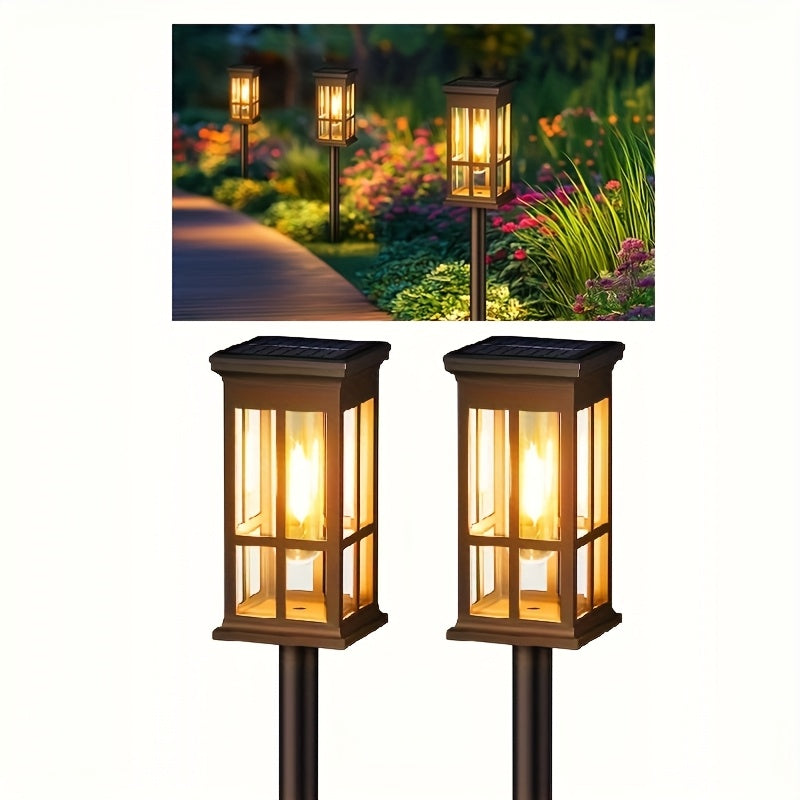 Upgraded Super Bright 2X Bigger Solar Lights Outdoor 8 Pack Double Layer IPX5 Waterproof Solar Garden Lights Auto On Off For Outside Yard Walkway Driveway