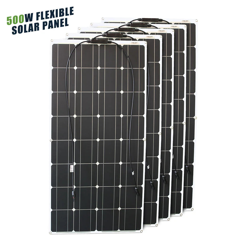 12V Flexible Solar Panel 100W 200W 300W 400W 500W 600W Bendable Waterproof Monocrystalline Solar Panel for RV and Boat