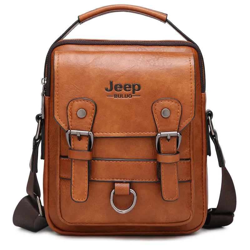 Jeep Buluo Multi Function Business Handbags Men Large Capacity Leather Messenger Bag Crossbody