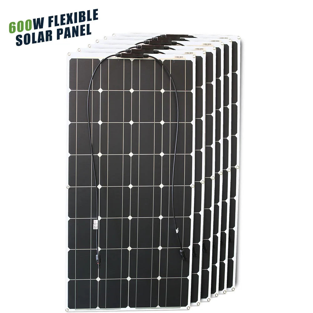 12V Flexible Solar Panel 100W 200W 300W 400W 500W 600W Bendable Waterproof Monocrystalline Solar Panel for RV and Boat
