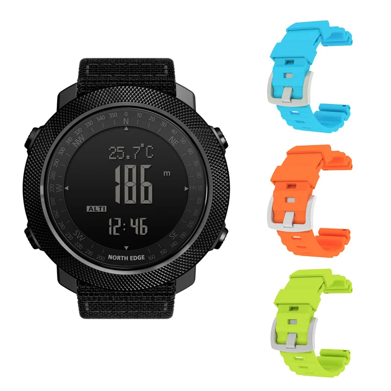 North Edge Men's Sport Digital Watch Waterproof 50m Running Swimming Military Army Altimeter Barometer Compass