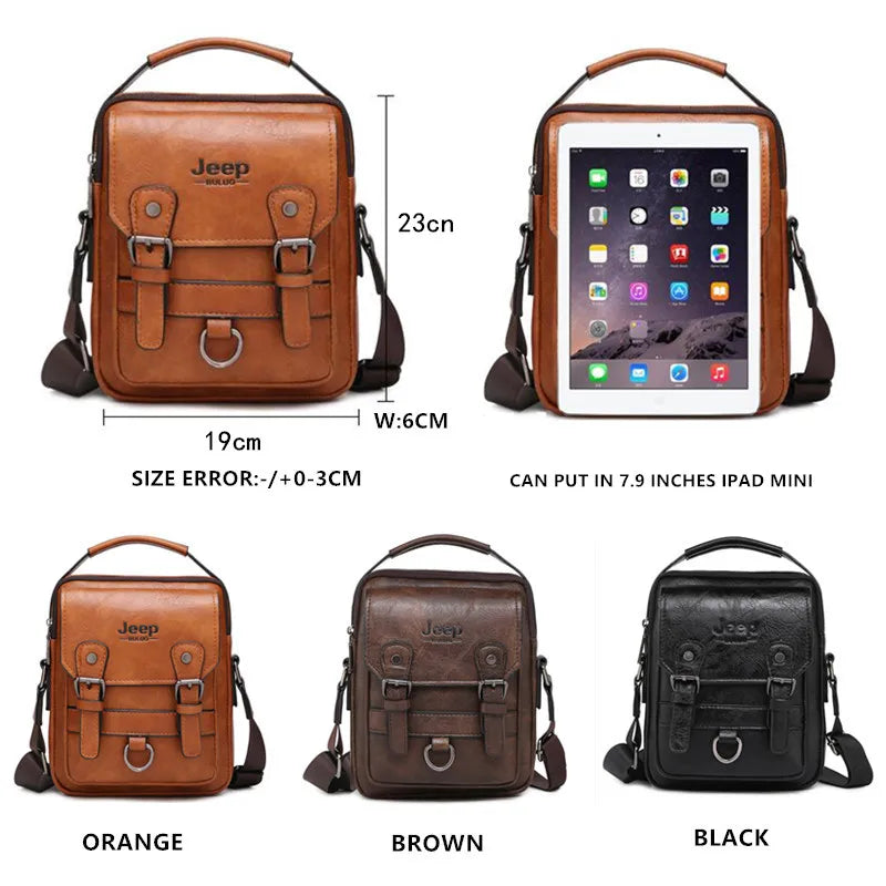 Jeep Buluo Multi Function Business Handbags Men Large Capacity Leather Messenger Bag Crossbody