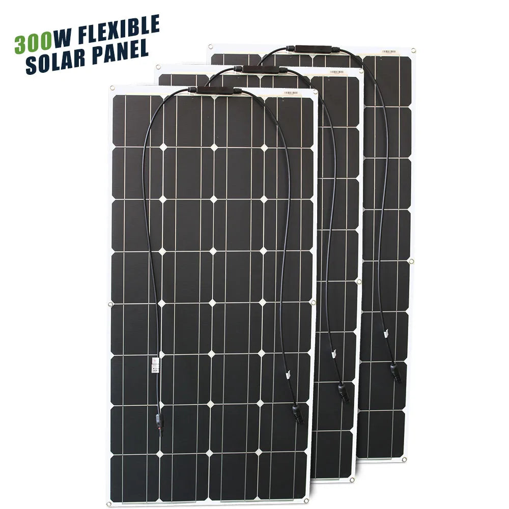 12V Flexible Solar Panel 100W 200W 300W 400W 500W 600W Bendable Waterproof Monocrystalline Solar Panel for RV and Boat