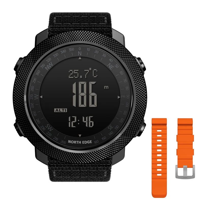 North Edge Men's Sport Digital Watch Waterproof 50m Running Swimming Military Army Altimeter Barometer Compass