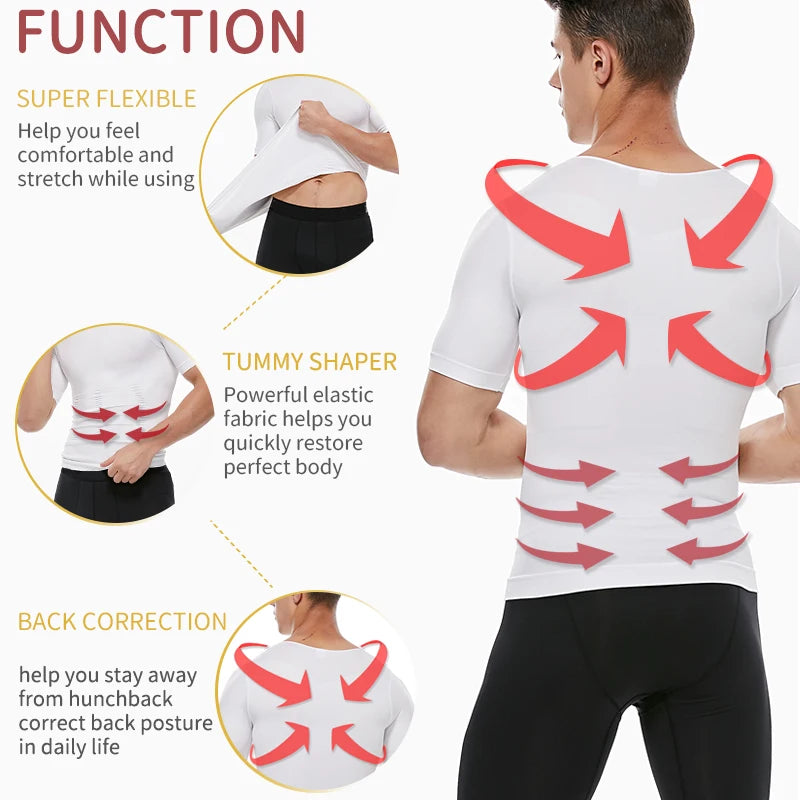 Men Slimming Body Shaper Belly Control Shapewear Waist Trainer Corrective Posture Vest Corset