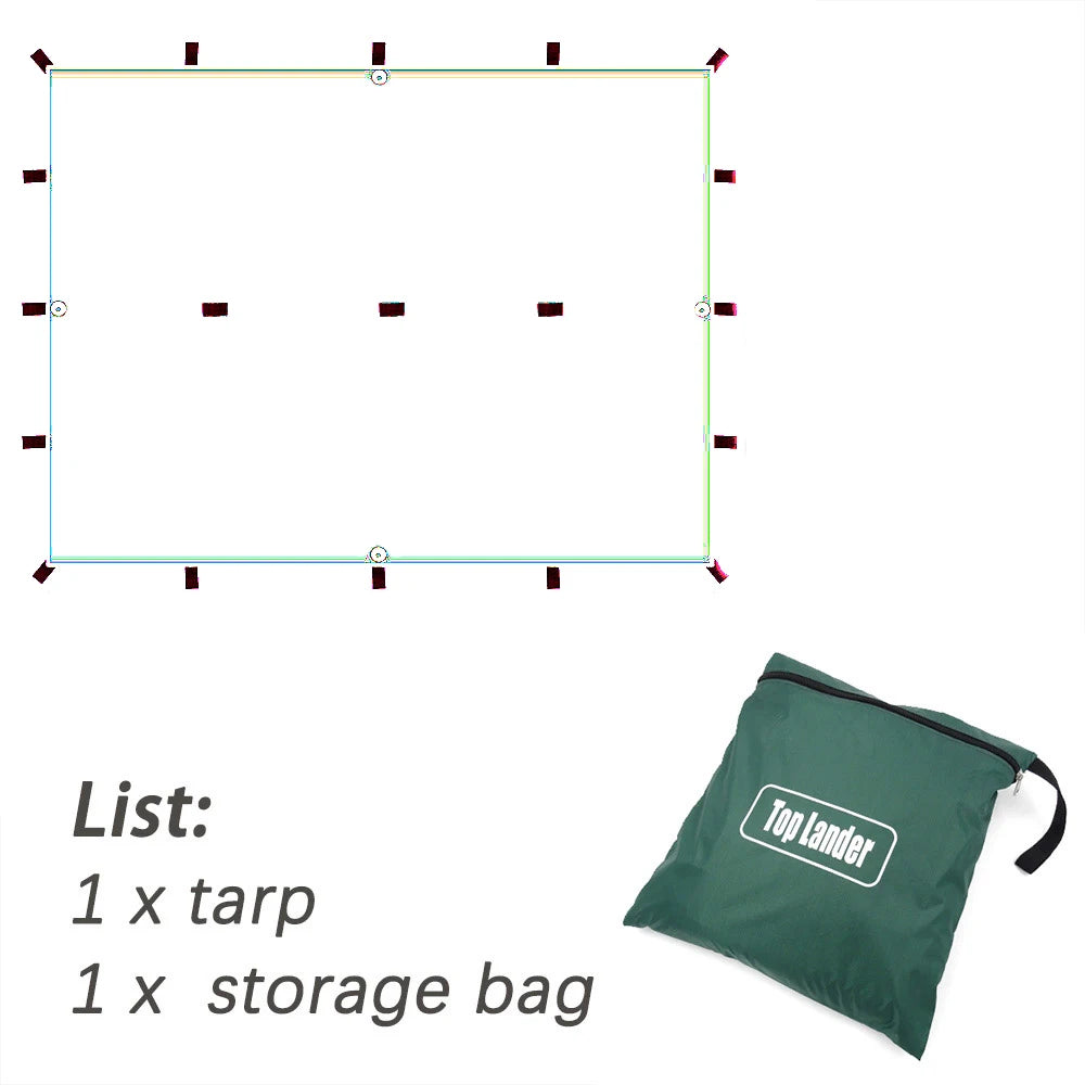 Waterproof Tent Tarp with 19 Hang Points Survival Tent for Outdoor Camping Tactical Sun Shelter Lightweight Sunshade Awning 4x4 3x4 3x3