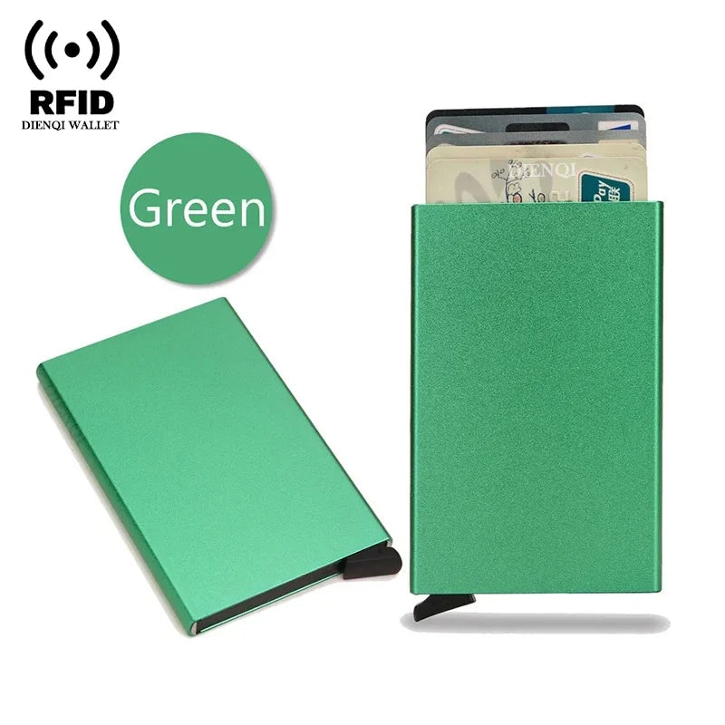 Rfid Credit Card Holder Metal Thin Slim Smart Wallet for Men and Women Minimalist Small Black Purse Mini Wallets