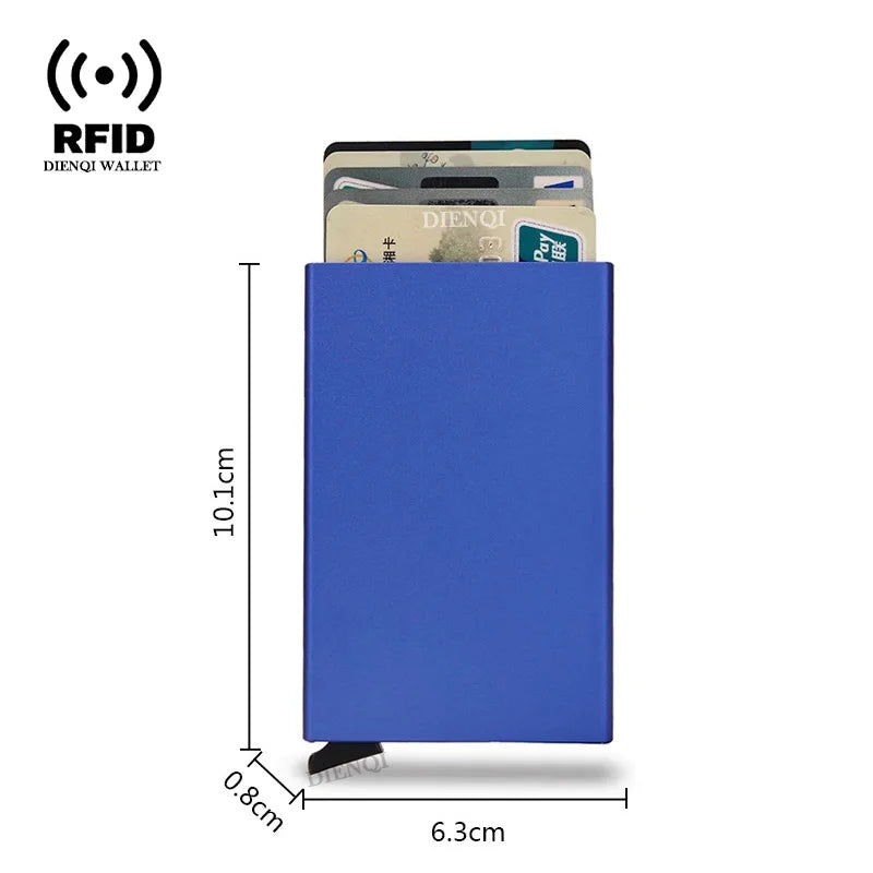 Rfid Credit Card Holder Metal Thin Slim Smart Wallet for Men and Women Minimalist Small Black Purse Mini Wallets