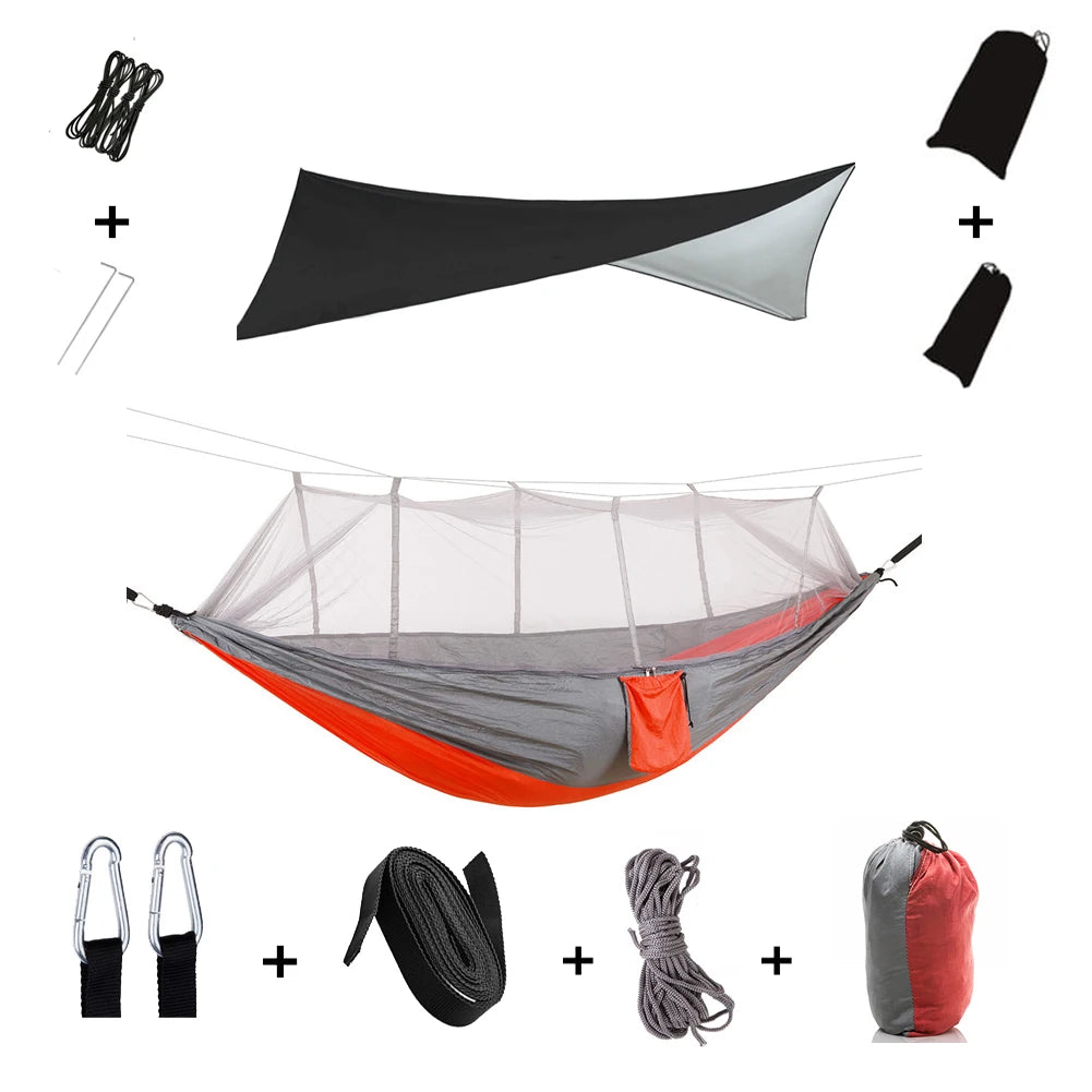 Anti Mosquito Outdoor Camping Hammock With Rain Tent Portable Two Person Shelter
