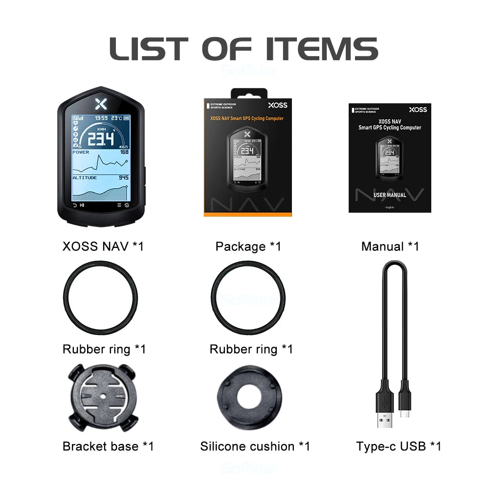 XOSS NAV GPS Bike Computer Wireless Speedometer Odometer Cycling Navigation Tachymeter for Mountain and Road Bicycles