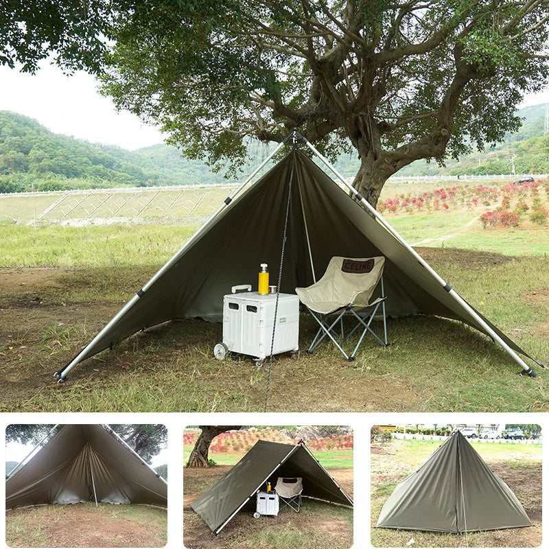 Waterproof Tent Tarp with 19 Hang Points Survival Tent for Outdoor Camping Tactical Sun Shelter Lightweight Sunshade Awning 4x4 3x4 3x3