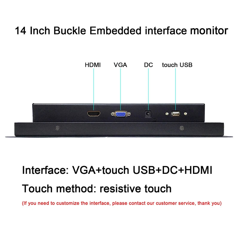 10.4 12.1 14 15 Inch Resistive Touch Industrial Monitor With VGA HDMI USB Embedded Portable Display HD LCD Screen