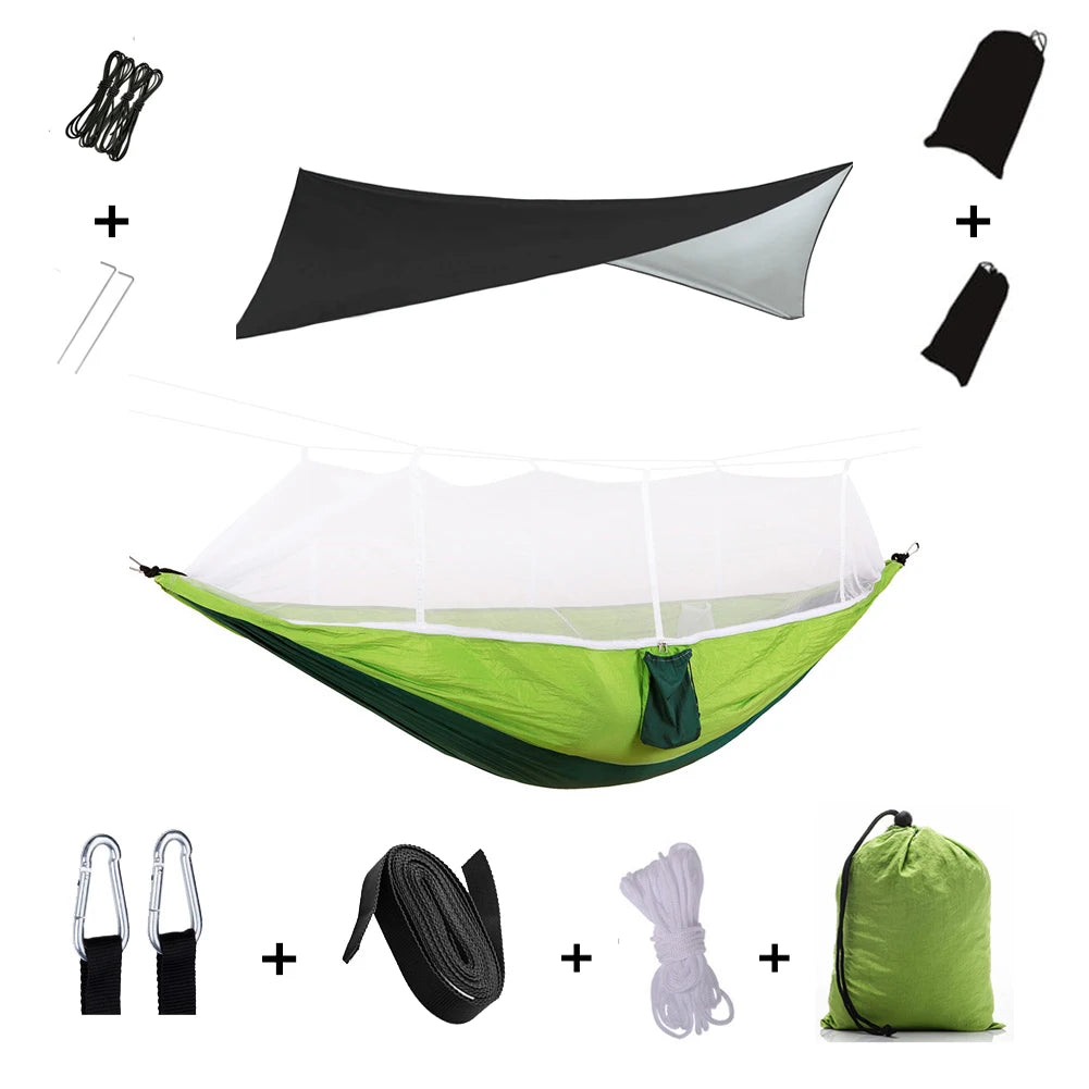 Anti Mosquito Outdoor Camping Hammock With Rain Tent Portable Two Person Shelter