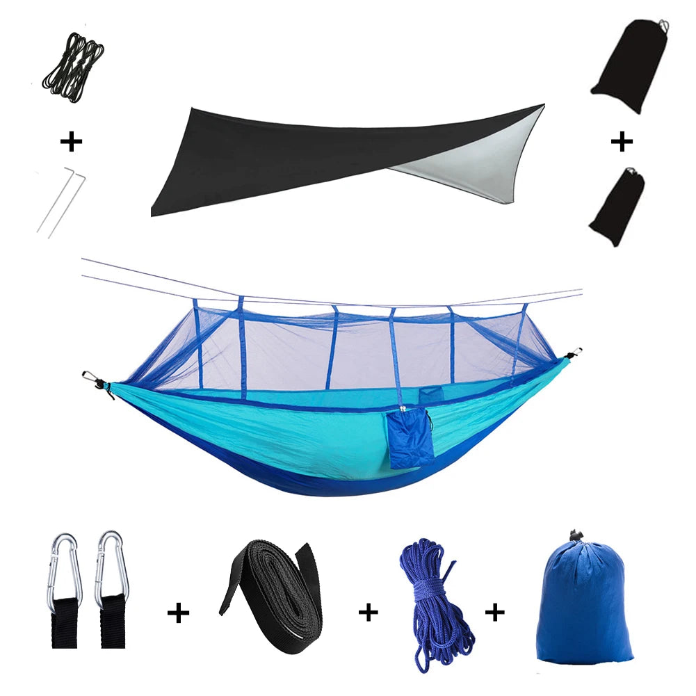Anti Mosquito Outdoor Camping Hammock With Rain Tent Portable Two Person Shelter