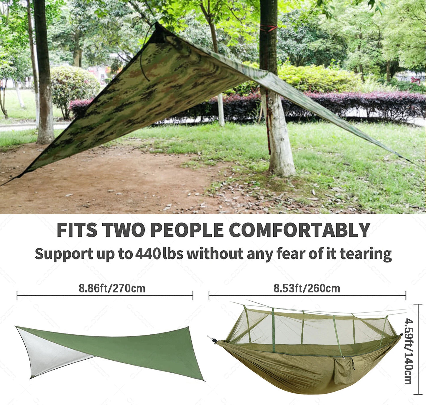 Anti Mosquito Outdoor Camping Hammock With Rain Tent Portable Two Person Shelter