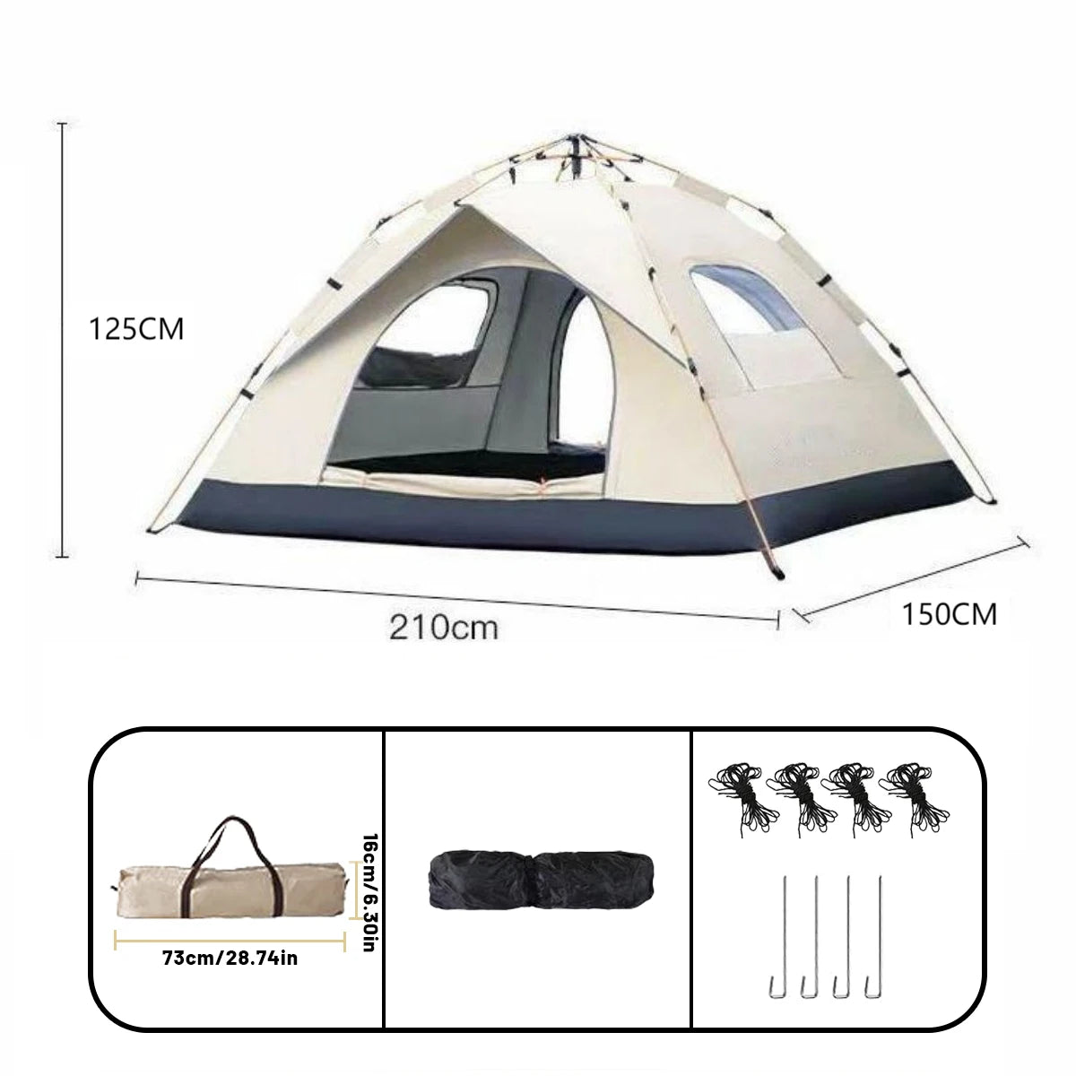 Outdoor Automatic Quick Opening Rainproof Tent for 4 Persons Fishing Beach Shelter