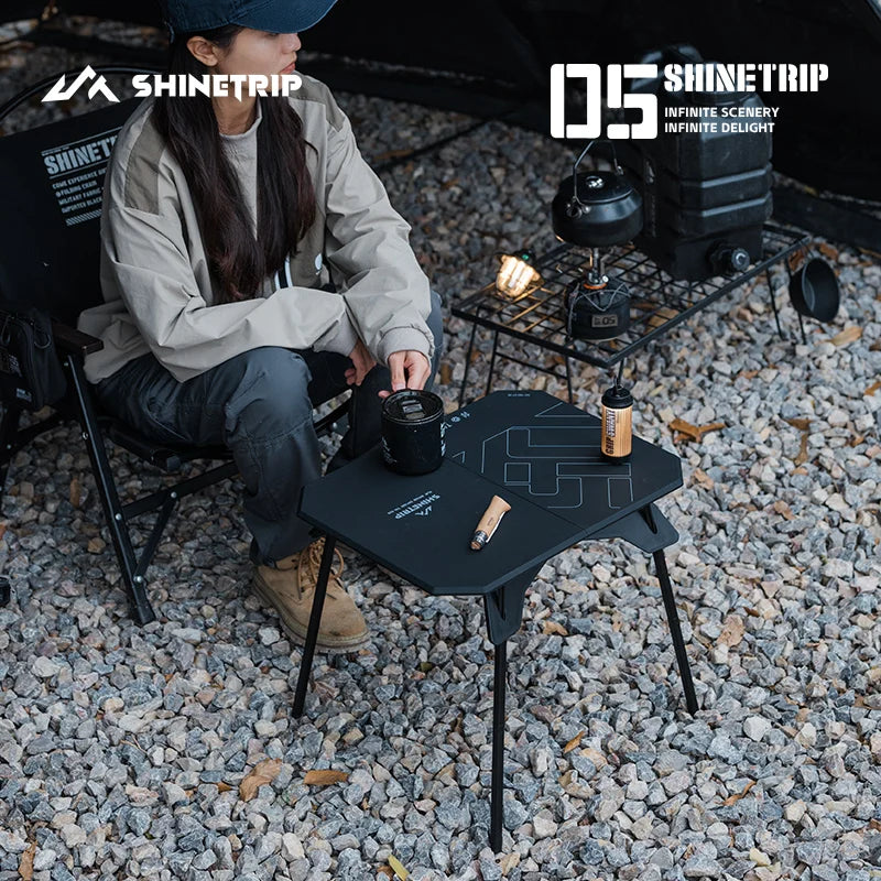 ShineTrip 05 Series Ultralight Dual Purpose Outdoor Camping Portable Folding Table with ABS Desktop and Aluminum Stand
