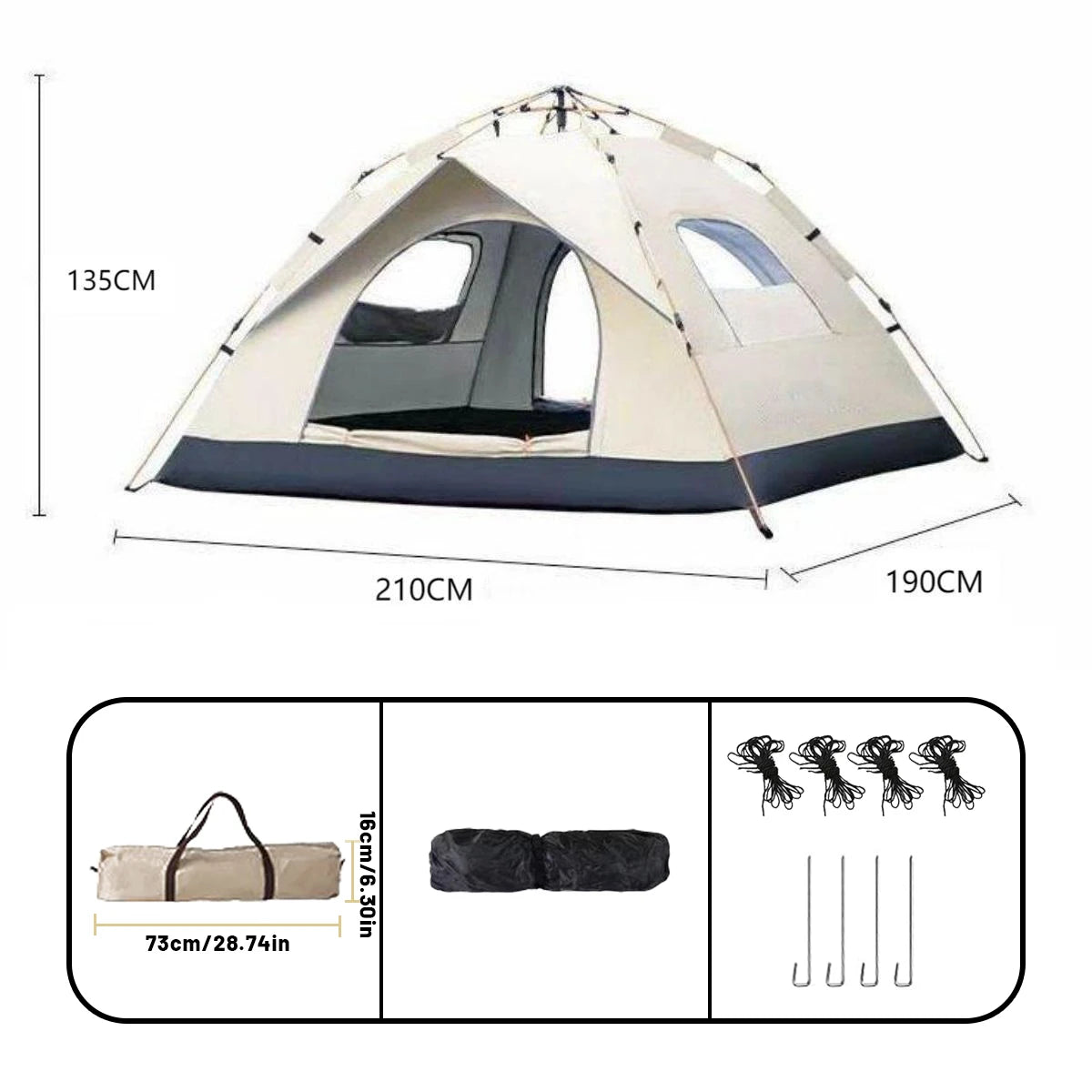 Outdoor Automatic Quick Opening Rainproof Tent for 4 Persons Fishing Beach Shelter