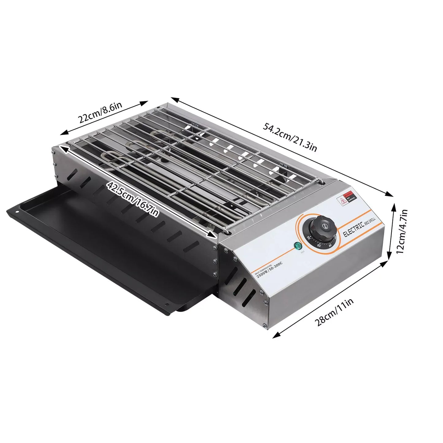 BBQ Grill Electric Barbecue Grill Countertop Griller Stainless Steel 110V 1800W for Parties Decks and Patios