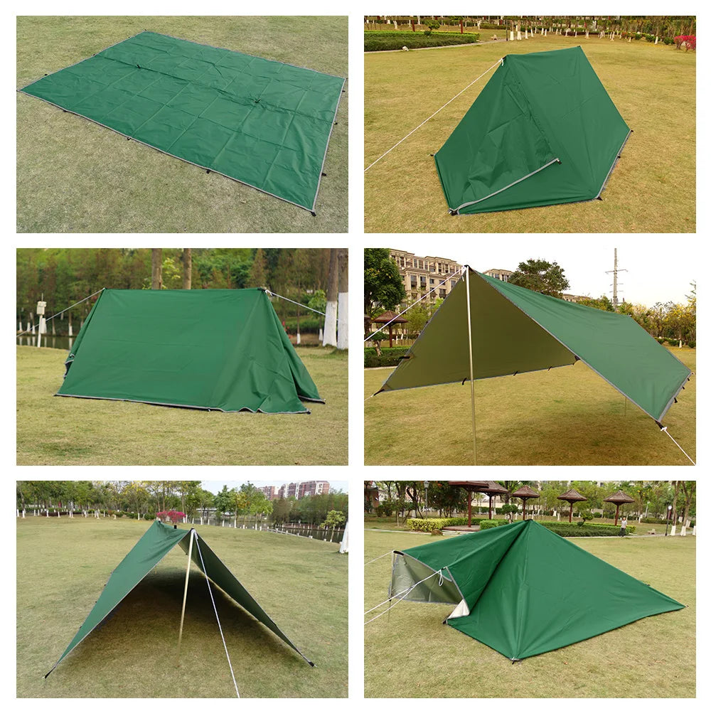 Waterproof Tent Tarp with 19 Hang Points Survival Tent for Outdoor Camping Tactical Sun Shelter Lightweight Sunshade Awning 4x4 3x4 3x3