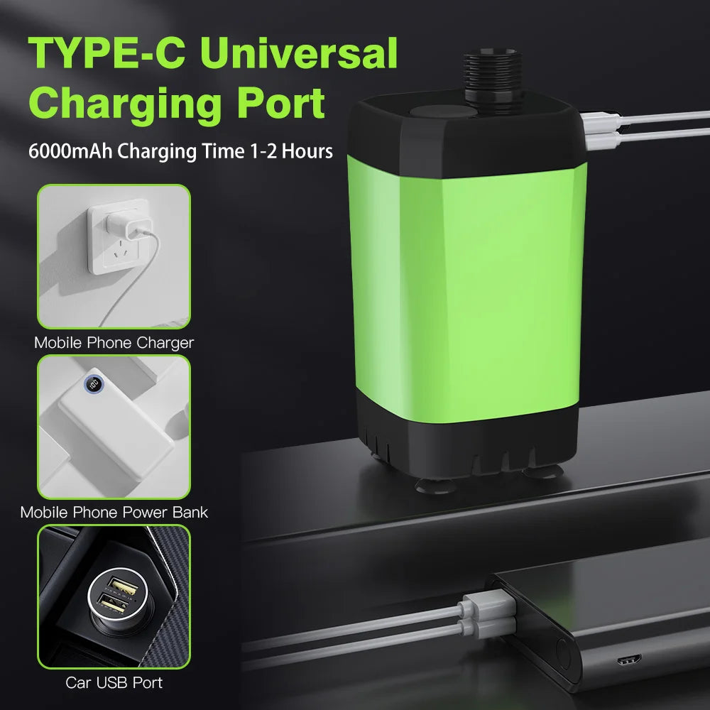 Camping Shower Pump RV Outdoor Shower Kit Portable Camp Shower with Intelligent Digital Display Adjustable 6000mAh Battery