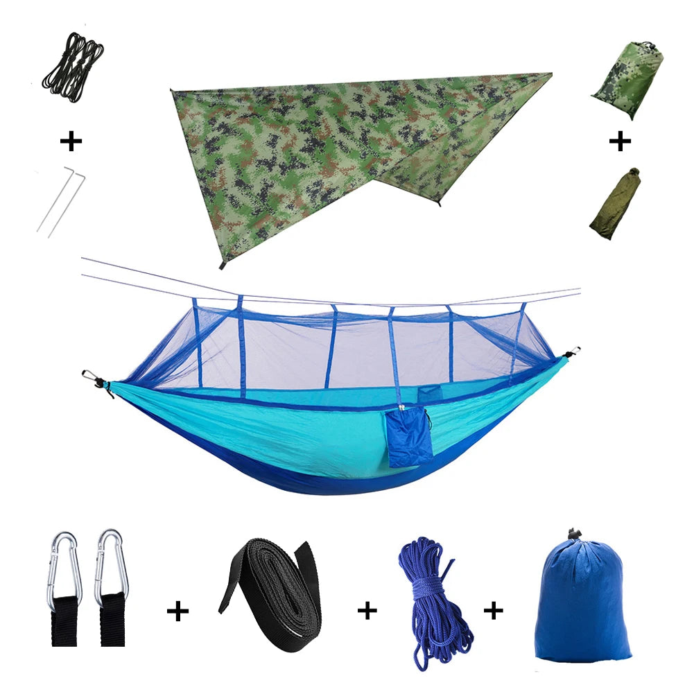 Anti Mosquito Outdoor Camping Hammock With Rain Tent Portable Two Person Shelter