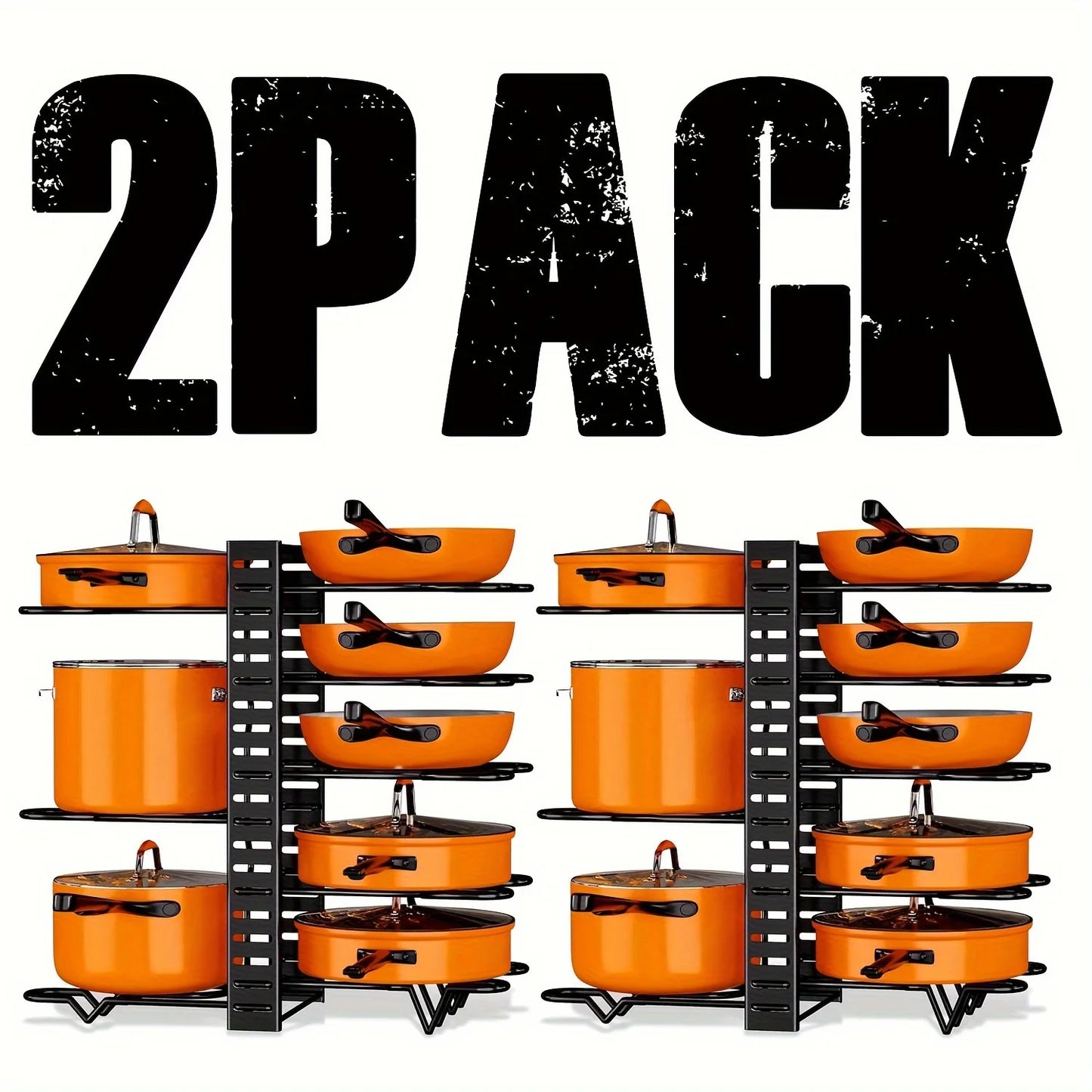 2 Pack Pot Rack Organizers Kitchen Organization and Storage Rack Adjustable Pot Lid Holders and Pan Rack