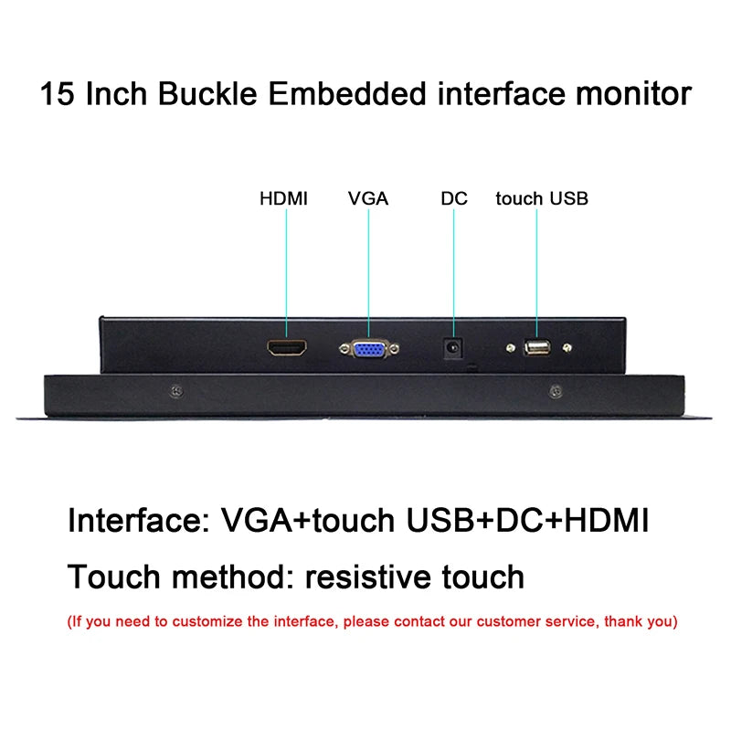 10.4 12.1 14 15 Inch Resistive Touch Industrial Monitor With VGA HDMI USB Embedded Portable Display HD LCD Screen
