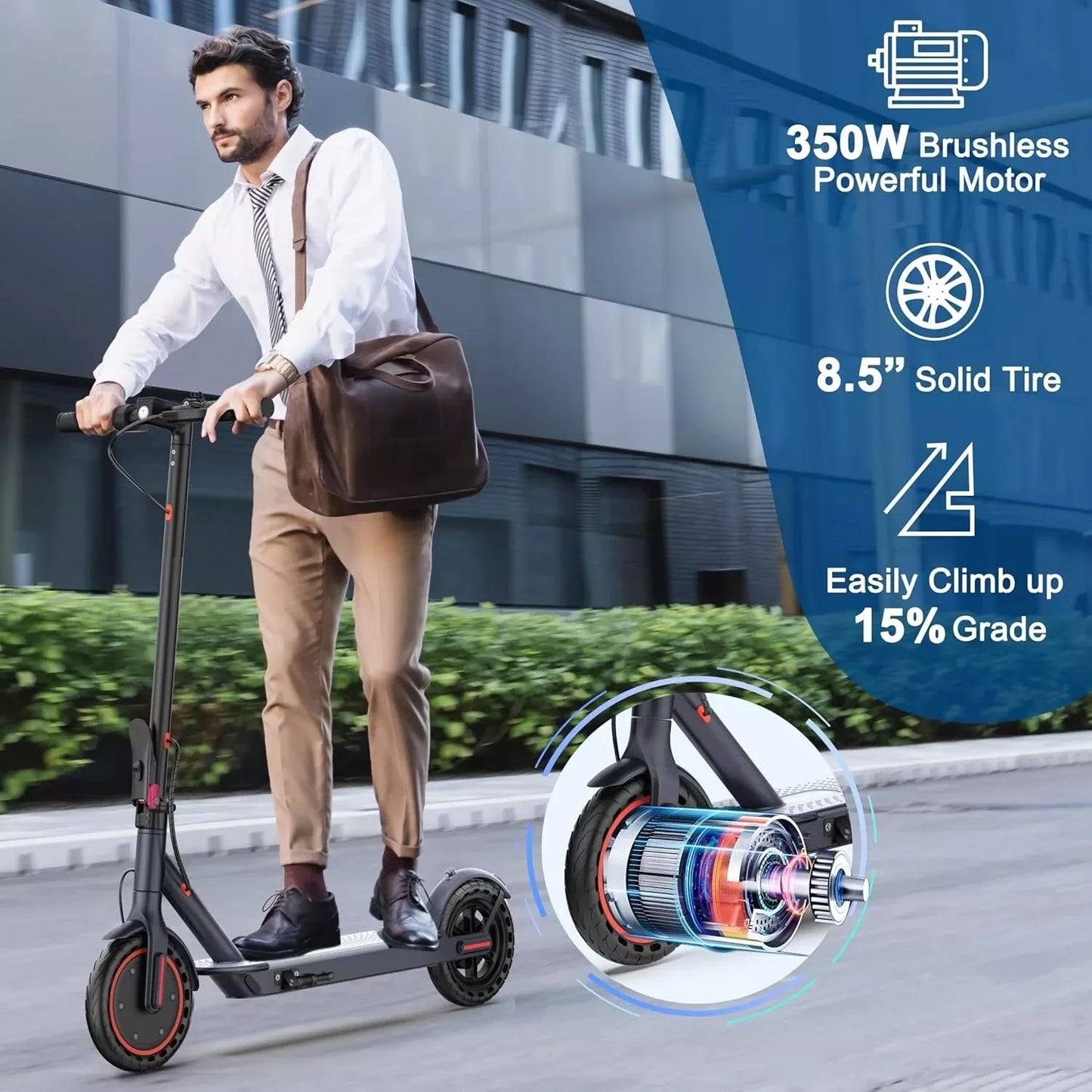 Lp60 Electric Scooter 350W 25km/h App Smart Control Folding Scooter 8.5 Inch Tire 30km Max Range for Adult