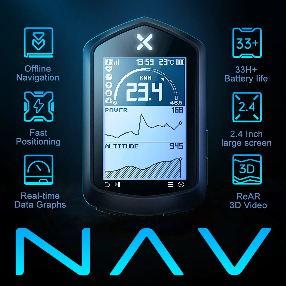 XOSS NAV GPS Bike Computer Wireless Speedometer Odometer Cycling Navigation Tachymeter for Mountain and Road Bicycles