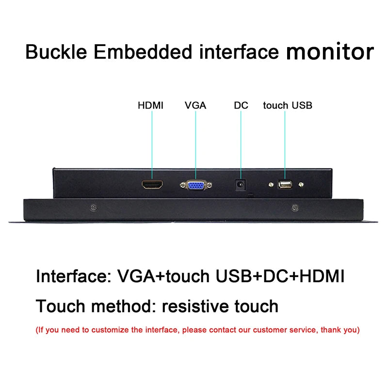 10.4 12.1 14 15 Inch Resistive Touch Industrial Monitor With VGA HDMI USB Embedded Portable Display HD LCD Screen