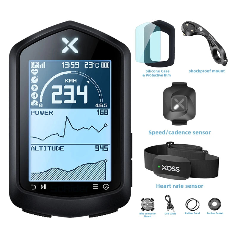 XOSS NAV GPS Bike Computer Wireless Speedometer Odometer Cycling Navigation Tachymeter for Mountain and Road Bicycles
