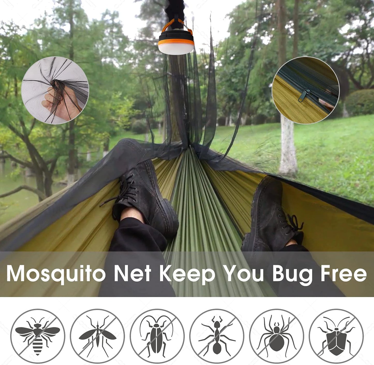 Anti Mosquito Outdoor Camping Hammock With Rain Tent Portable Two Person Shelter