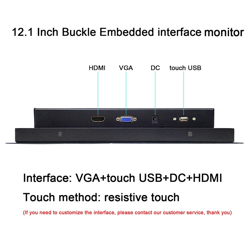 10.4 12.1 14 15 Inch Resistive Touch Industrial Monitor With VGA HDMI USB Embedded Portable Display HD LCD Screen