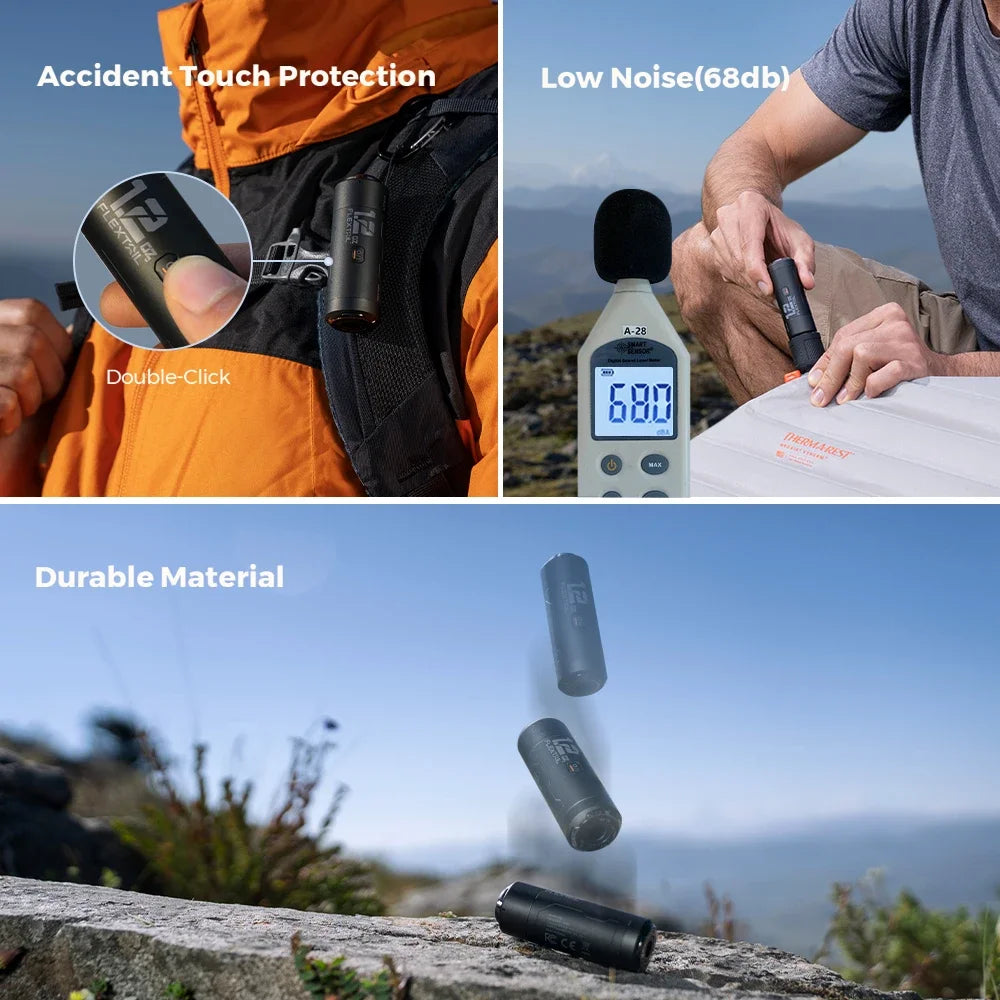 Flextailgear Zero Pump Portable Camping Air Pump Electric Inflator for Sleeping Pads with Rechargeable Battery