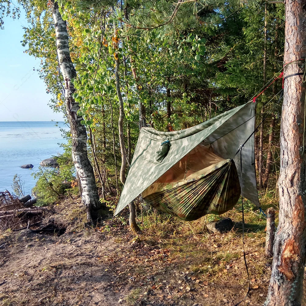 Anti Mosquito Outdoor Camping Hammock With Rain Tent Portable Two Person Shelter