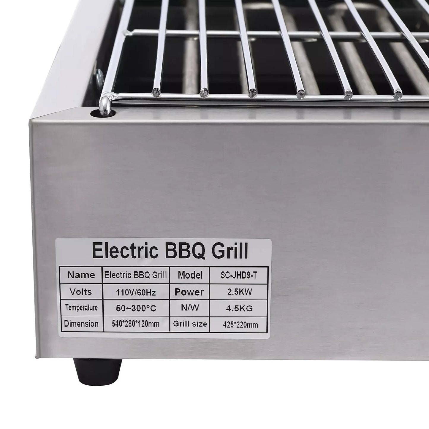 BBQ Grill Electric Barbecue Grill Countertop Griller Stainless Steel 110V 1800W for Parties Decks and Patios
