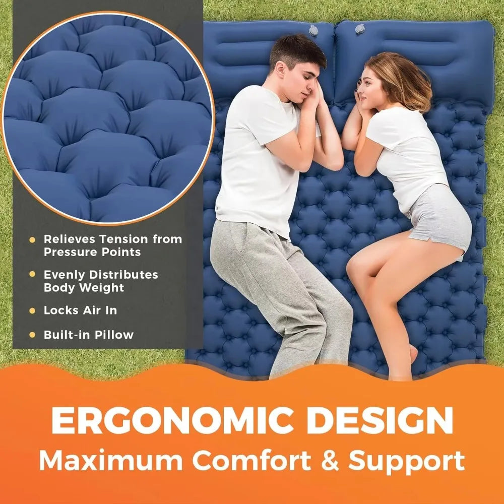 Portable Double Sleeping Pad TPU Ultra Lightweight Camping Air Mattress Extra Wide Inflatable Tent Sleeping Mat