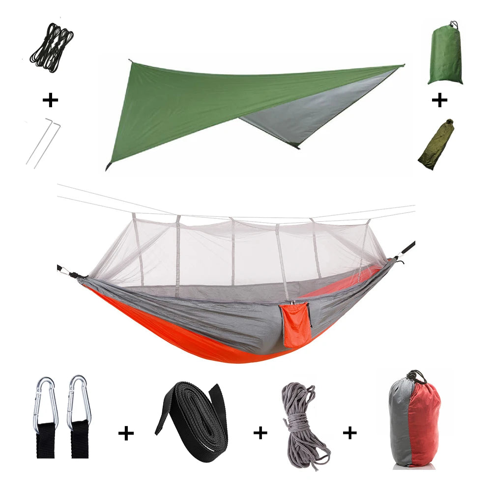 Anti Mosquito Outdoor Camping Hammock With Rain Tent Portable Two Person Shelter